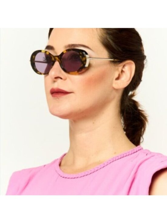Max Mara MALIBU10 MM0080 60G Sunglasses Beige Oval Frame, Brown Lenses main image 3
